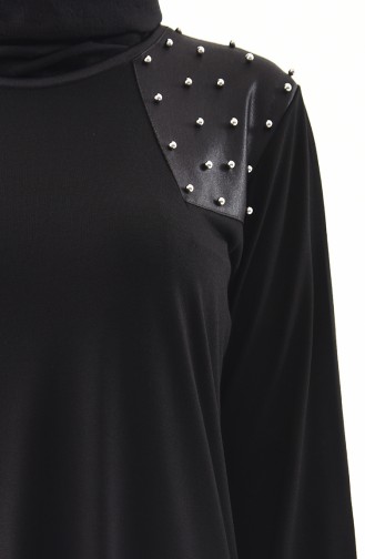 METEX Large Size Pearls Tunic 1128-01 Black 1128-01