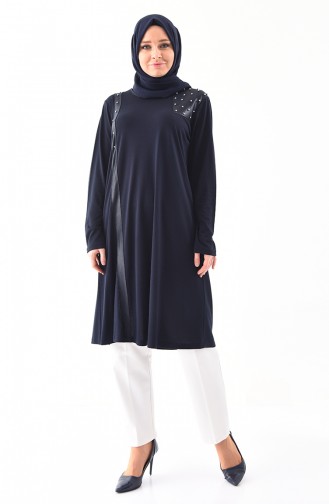 METEX Large Size Pearls Tunic 1128-03 Navy Blue 1128-03