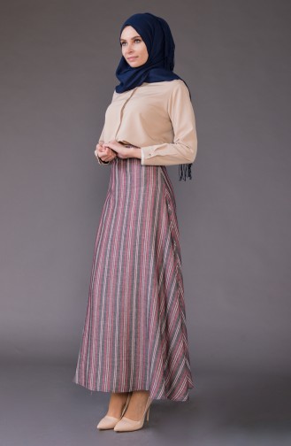 Minahill Striped Skirt 8220-02 Claret Red 8220-02