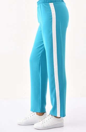 DURAN Striped Straight Leg Pants 2068A-01 Turquoise 2068A-01