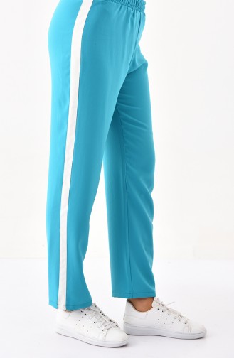 DURAN Striped Straight Leg Pants 2068A-01 Turquoise 2068A-01