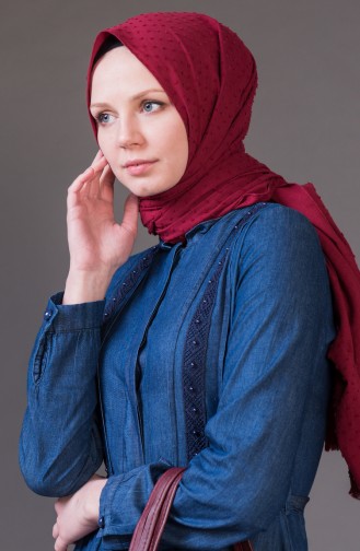 Jeans Hijab Mantel mit Band 8872-01 Dunkelblau 8872-01