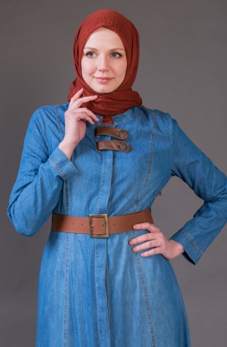 MISS VALLE Belted Jeans Coat 8989-01 Blue Jeans 8989-01