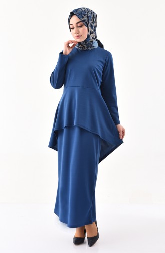 Asymmetric Tunic Skirt Double Suit 2727-06 Indigo 2727-06