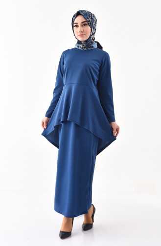 Asymmetric Tunic Skirt Double Suit 2727-06 Indigo 2727-06