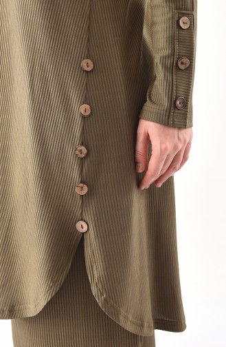 METEX Large Size Button Detailed Tunic Pants Double Suit 1142-06 Khaki 1142-06
