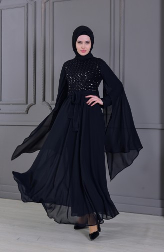 BURUN Sequined Evening Dress 81668-01 Black 81668-01