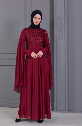 Robe de Soirée a Paillettes 81668-03 Bordeaux 81668-03