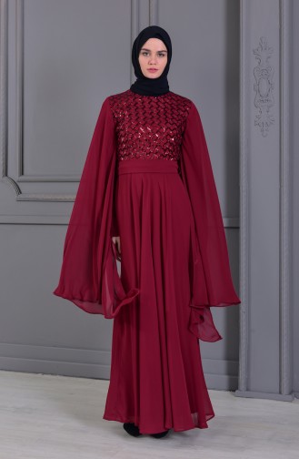 Robe de Soirée a Paillettes 81668-03 Bordeaux 81668-03