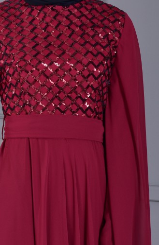 Robe de Soirée a Paillettes 81668-03 Bordeaux 81668-03