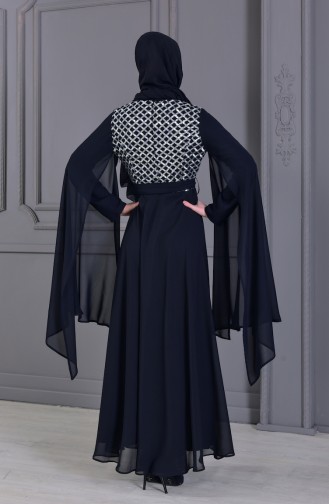 Robe de Soirée a Paillettes 81668-06 Noir Argent 81668-06