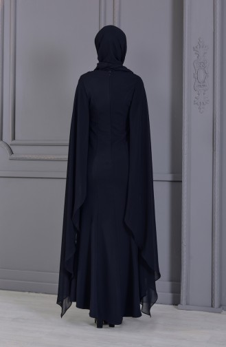 Güpür Detaylı Abiye Elbise 8487-05 Siyah