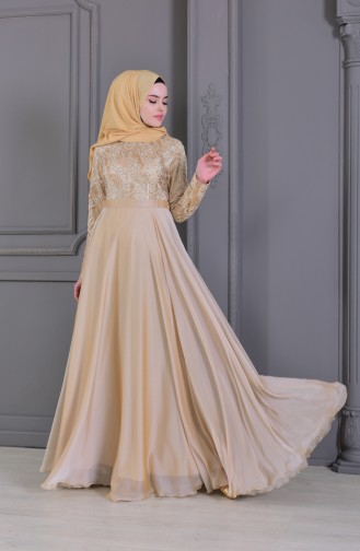Lace Evening Dress 8495-03 Gold 8495-03
