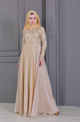 Lace Evening Dress 8495-03 Gold 8495-03