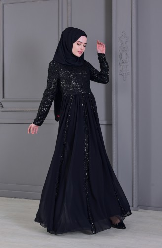 Schwarz Hijab-Abendkleider 8545-01