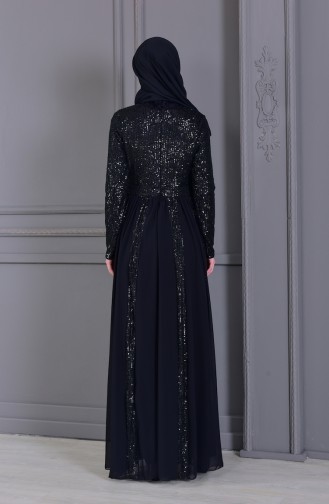 Robe de Soirée a Paillettes 8545-01 Noir 8545-01