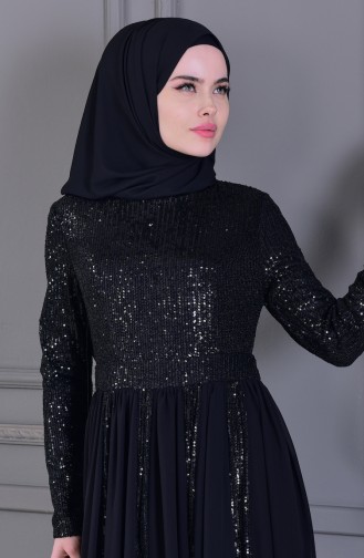 Schwarz Hijab-Abendkleider 8545-01