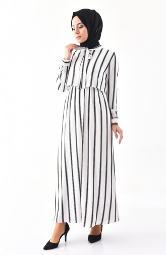 Allerlei Striped Dress 0302-02 White 0302-02