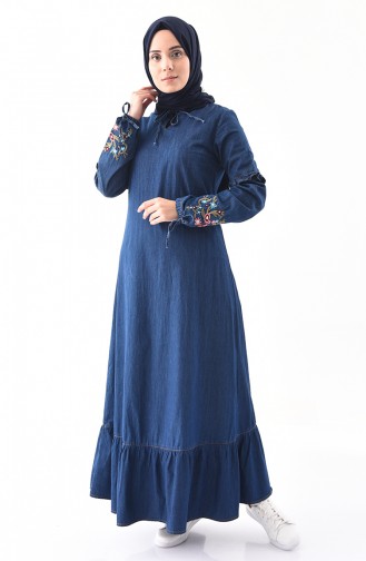 Navy Blue Hijab Dress 6124-01