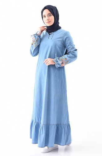 Embroidered Denim Dress 6124-02 Jeans Blue 6124-02