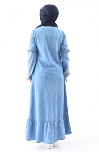 Embroidered Denim Dress 6124-02 Jeans Blue 6124-02