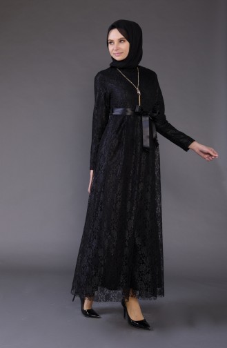 Schwarz Hijab Kleider 5541-06