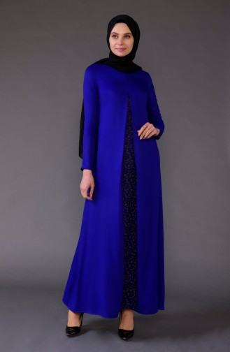 Saks-Blau Hijab Kleider 5004-01