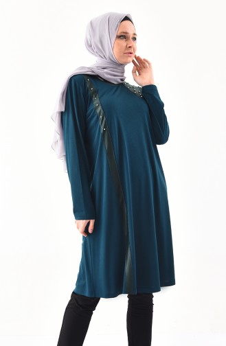 METEX Large Size Pearls Tunic 1128-02 Petrol 1128-02