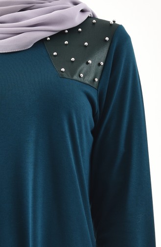 METEX Large Size Pearls Tunic 1128-02 Petrol 1128-02