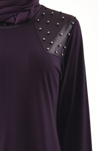 METEX Large Size Pearls Tunic 1128-07 Purple 1128-07