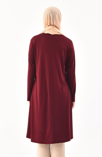 METEX Large Size Pearls Tunic 1135-06 Claret Red 1135-06