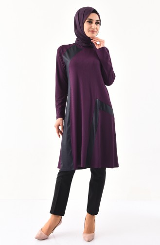 Large Size Reglan Sleeve Tunic 1140-02 Purple 1140-02
