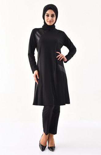 Large Size Reglan Sleeve Tunic 1140-06 Black 1140-06