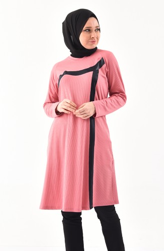 Tunique Garnie Grande Taille 1141-01 Rose Pâle 1141-01