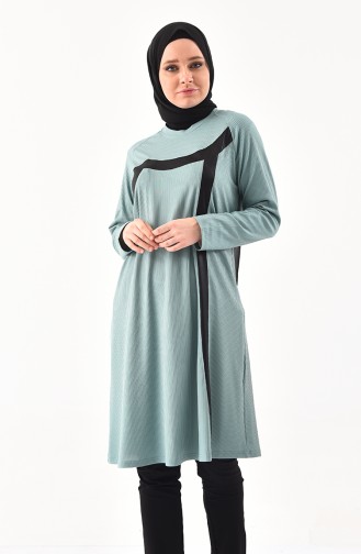 METEX Large Size Garnished Tunic 1141-03 Almond Green 1141-03