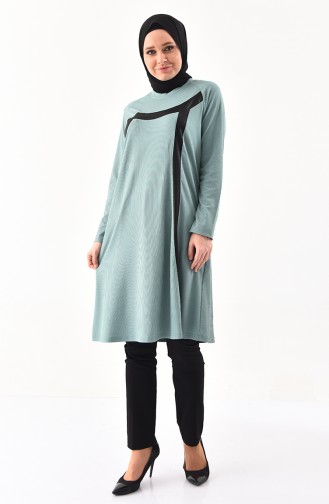 METEX Large Size Garnished Tunic 1141-03 Almond Green 1141-03