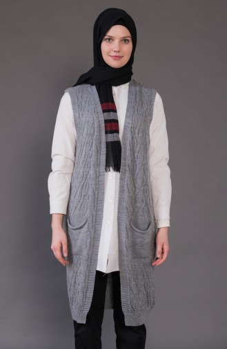 Gilet Tricot avec Poches 8110-02 Gris Foncé 8110-02