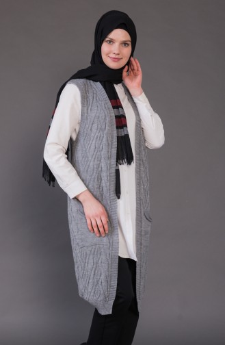 Gilet Tricot avec Poches 8110-02 Gris Foncé 8110-02