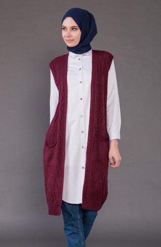 Knitwear Pocket Vest 8110-03 Claret Red 8110-03