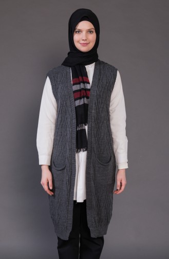 Gilet Tricot avec Poches 8110-06 Fumé 8110-06