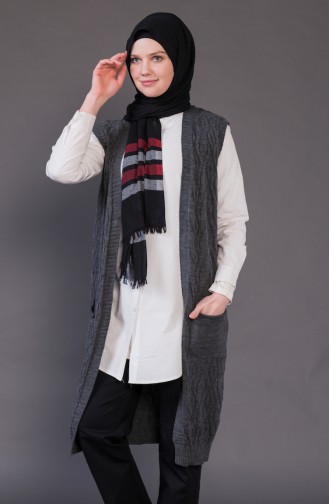 Gilet Tricot avec Poches 8110-06 Fumé 8110-06