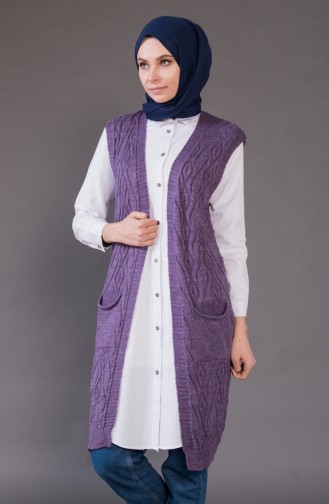Knitwear Pocket Vest 8110-09 Purple 8110-09