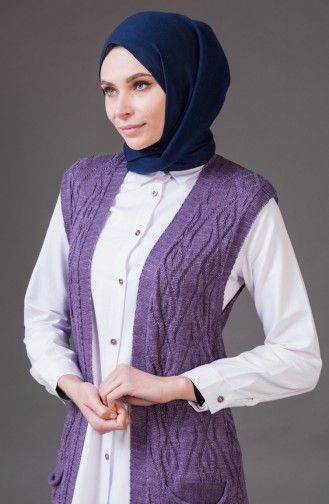 Knitwear Pocket Vest 8110-09 Purple 8110-09