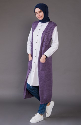 Knitwear Pocket Vest 8111-06 Purple 8111-06