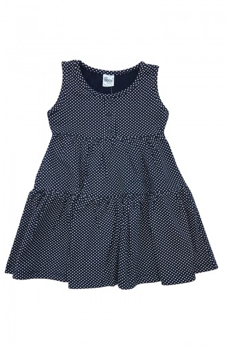 فستان للأطفال بتصميم منقط A9546 لون كحلي 9546