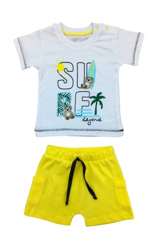 Baby Boy Surf Detailed 2 Pcs Set  A9574 White 9574