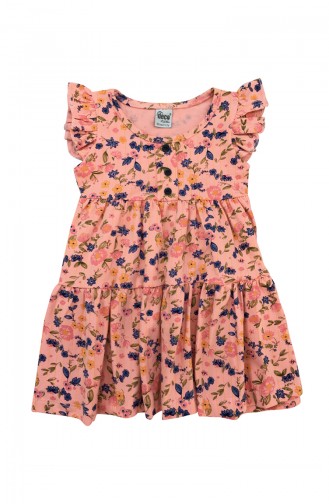 Girl´s Flower Print Dress A9600 Pink 9600