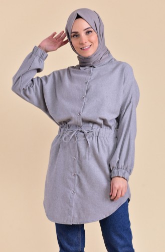 Beli Pleated Buttoned Tunic 0851-06 Gray 0851-06