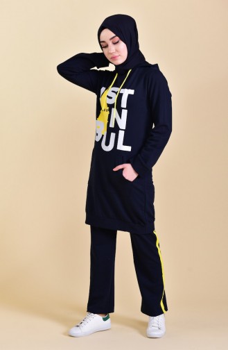 Hooded Tracksuit Suit 18030-08 Navy Yellow 18030-08