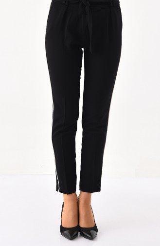 Stripe Detail Belted Pants 1003-01 Black 1003-01